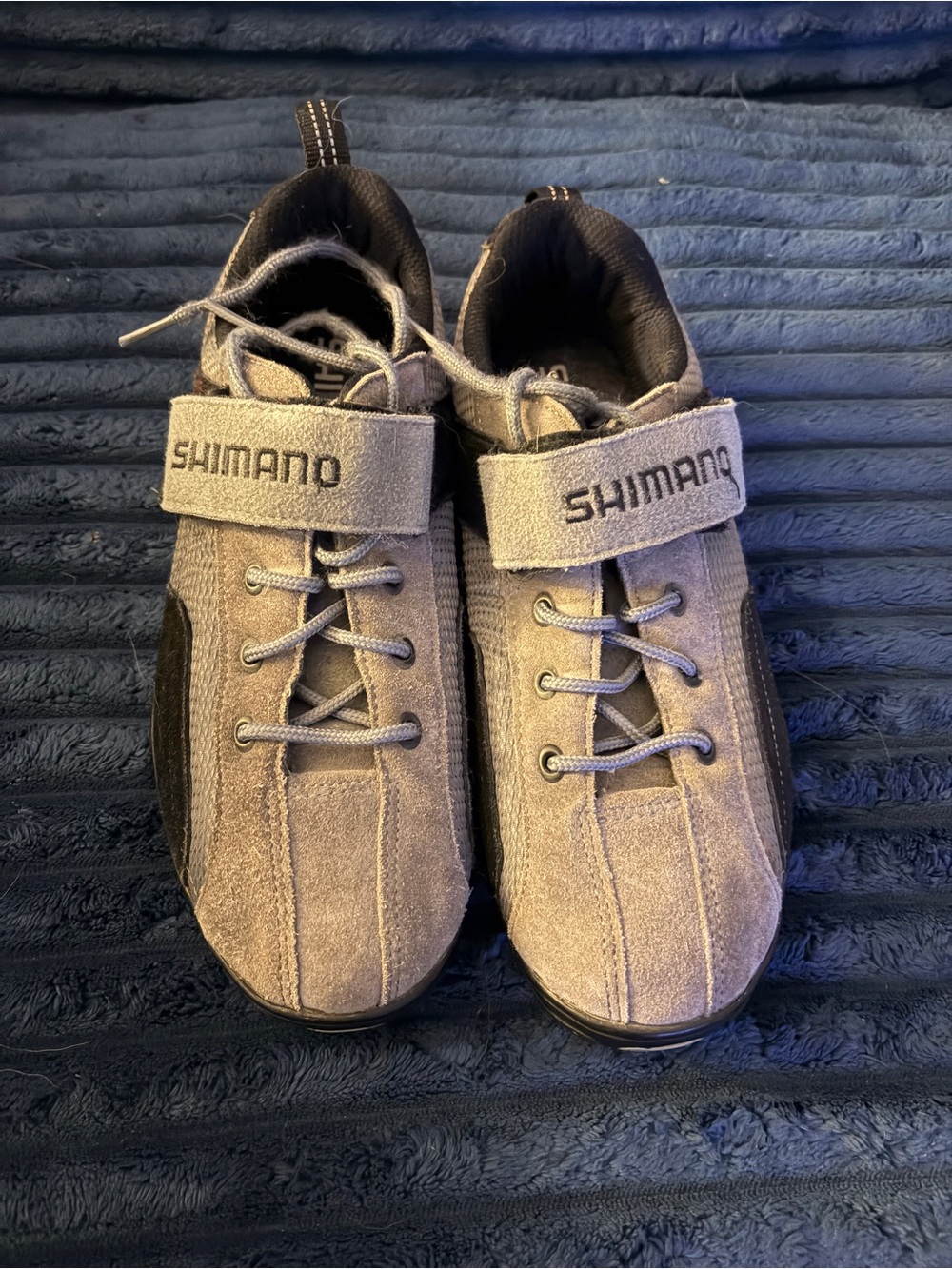 Shimano Taupe Suede Cycling Shoes with Black Accents men’s size 9